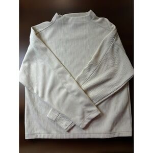 Madewell Ribbed Mock‎ Neck Pullover Top Neutral White Winter Womens Sweater